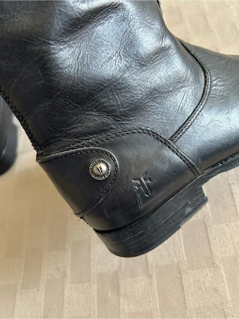 Frye Melissa Button Back Zip Leather Knee High Riding Boots